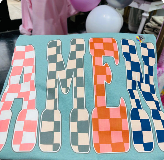 AMEN Checkered Print Tee